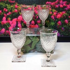 Westmoreland English Hobnail Water Goblets Square Pedestal